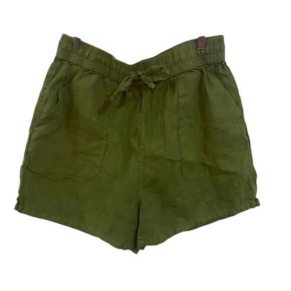 C&C California 100% linen NWOT green large pockets drawstring waist - Picture 1 of 4